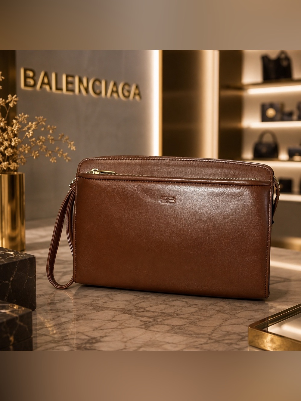 ✨Authentic Balenciaga BB-Print Leather Clutch — Made in Italy✨ 2014 Production